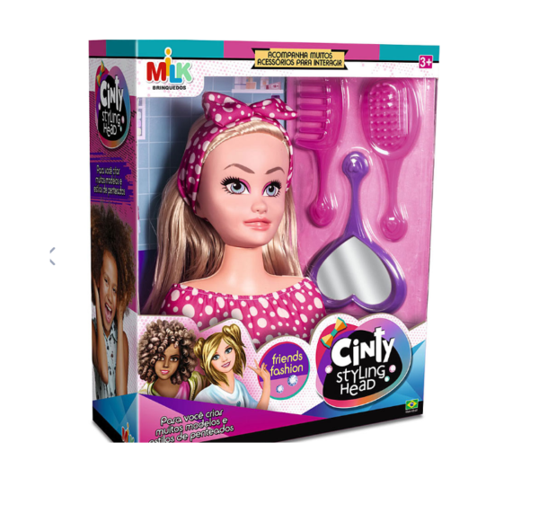 Boneca Cinty Busto Penteados Com Acessórios Milk Brinquedos