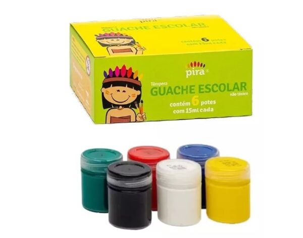 Tinta Guache Escolar 6 Cores 15ml Piratininga - Image 3