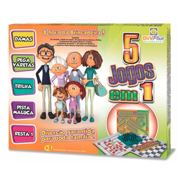 Jogo de Tabuleiro 5 em 1 – Divplast Brinquedos - Image 2