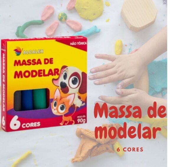 Massinha De Modelar 6 Cores 90g Alcalex Divertido