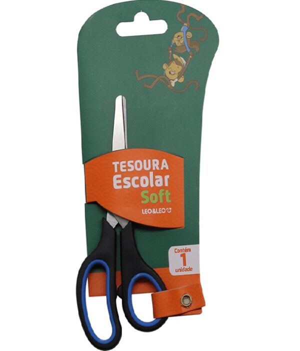Tesoura Escolar Soft Sem Ponta Cabo Emborrachado - Leo E Leo